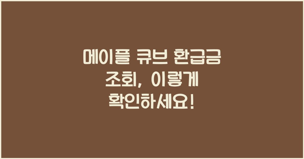 메이플 큐브 환급금 조회