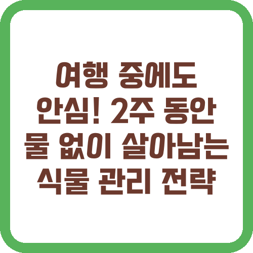 여행 중에도 안심! 2주 동안 물 없이 살아남는 식물 관리 전략