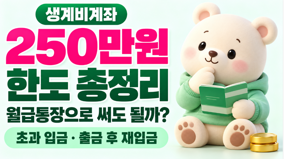 생계비계좌 250만원 한도 총정리｜월급통장 사용&middot;초과 입금&middot;출금 후 재입금 어떻게 될까?