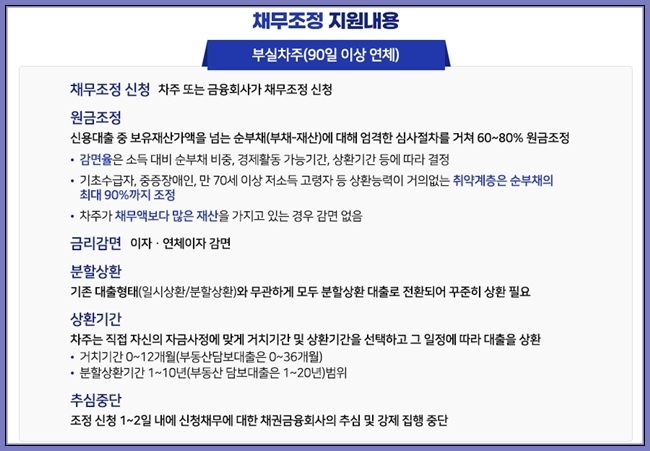 채무조정 지원내용