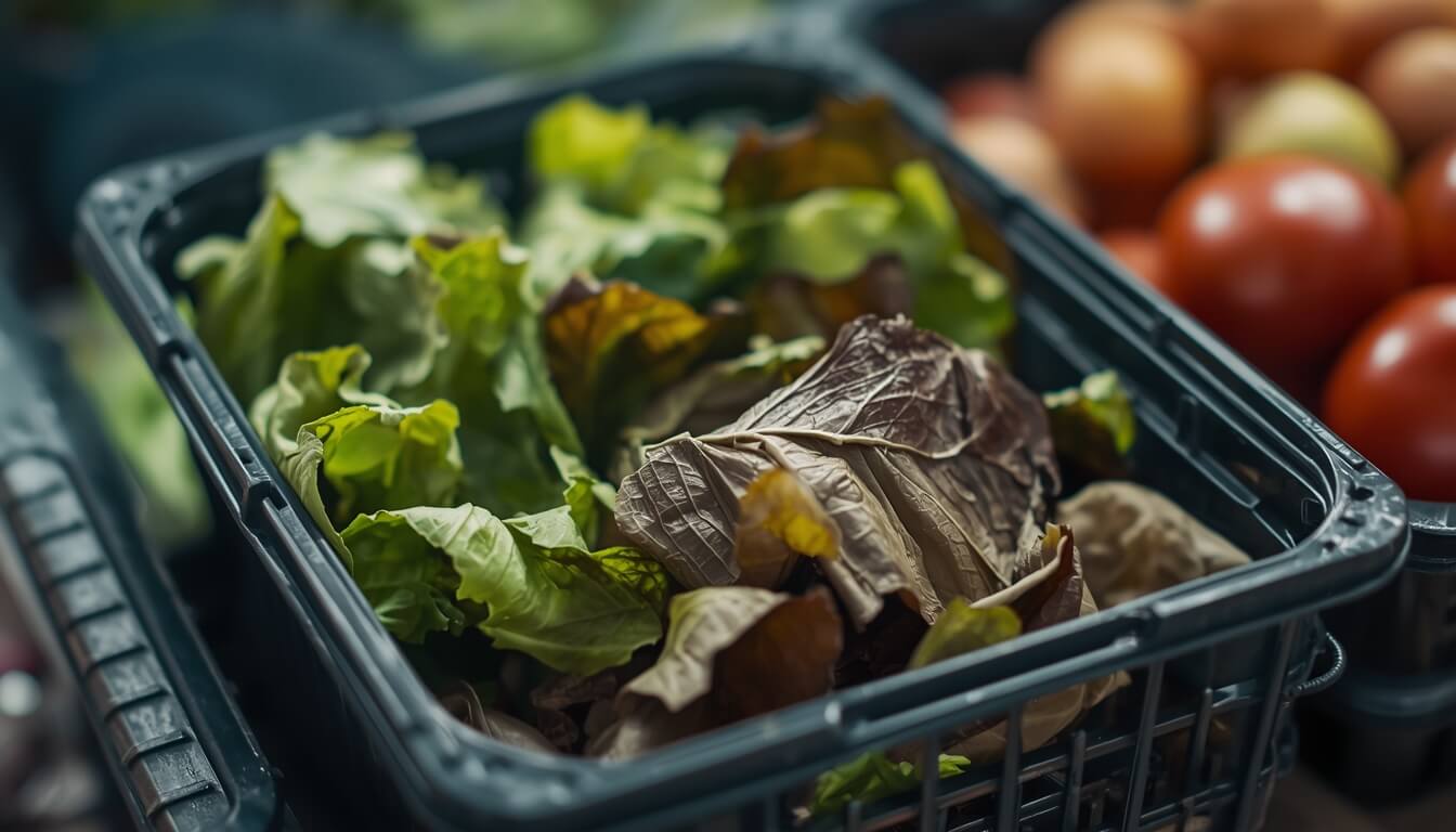 배달 용기 안에서 시들고 갈변된 남은 상추의 모습