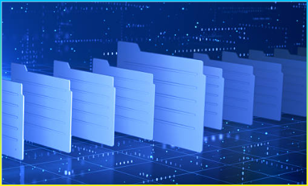 미래 지향적인 사이버 환경의 디지털 파일 폴더는 데이터 저장소