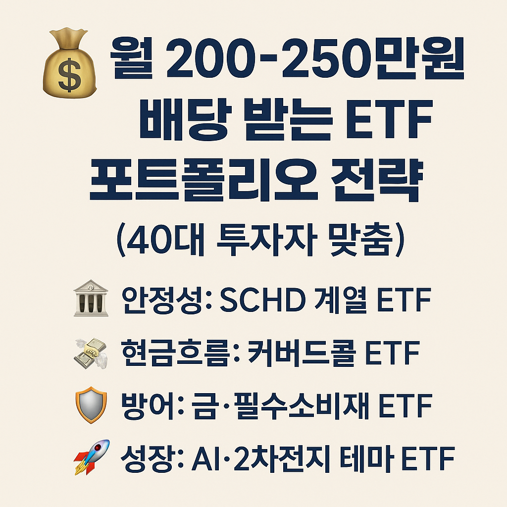 월 200~250만원 배당 받는 ETF 포트폴리오 전략 (40대 투자자 맞춤)