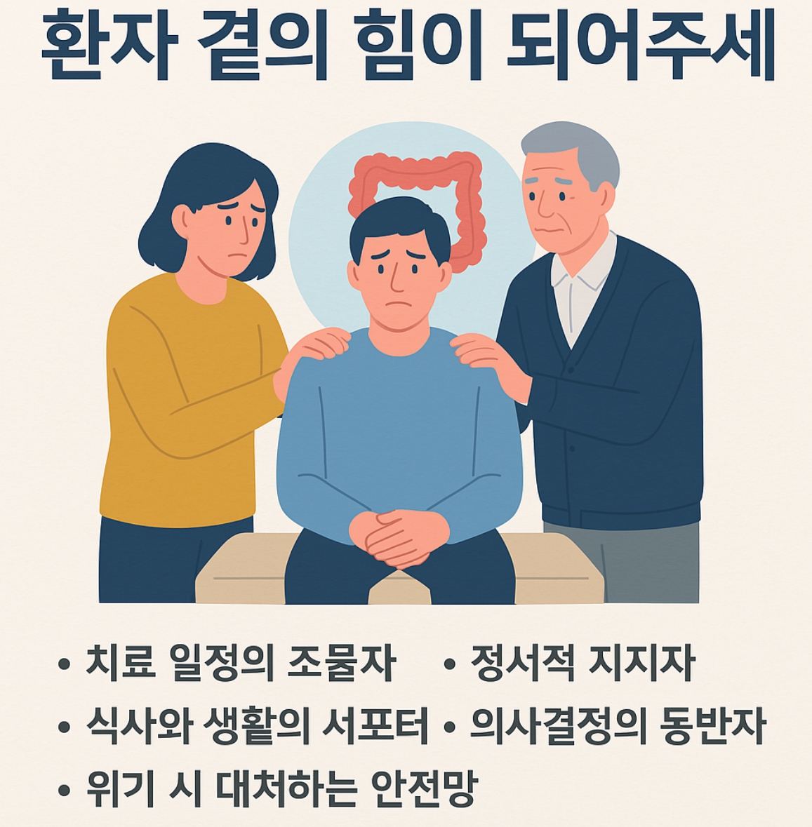 대장암 치료에서 가족의 힘. 환자곁을 지켜주는 모습