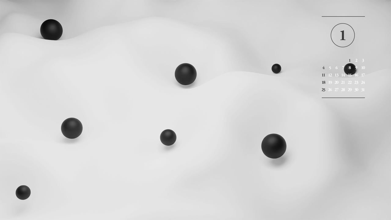 09 블랙 앤 화이트 A - 2026년1월 달력배경화면