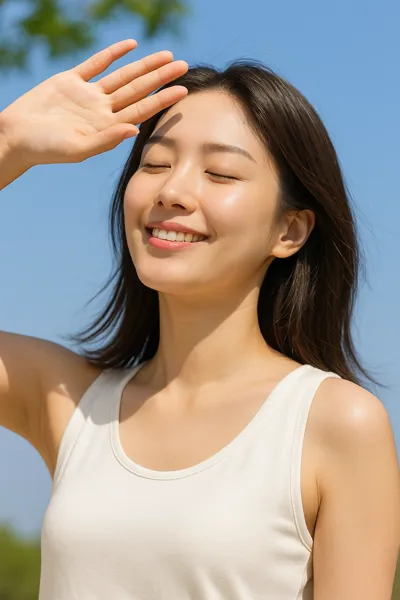 햇볕을 즐기는 여성