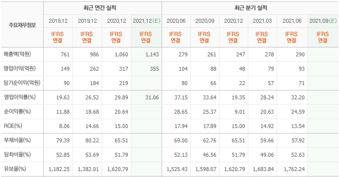 와이엔텍-재무현황