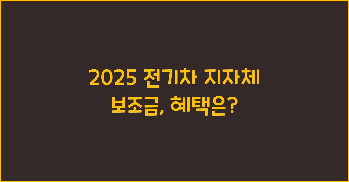 2025 전기차 지자체 보조금