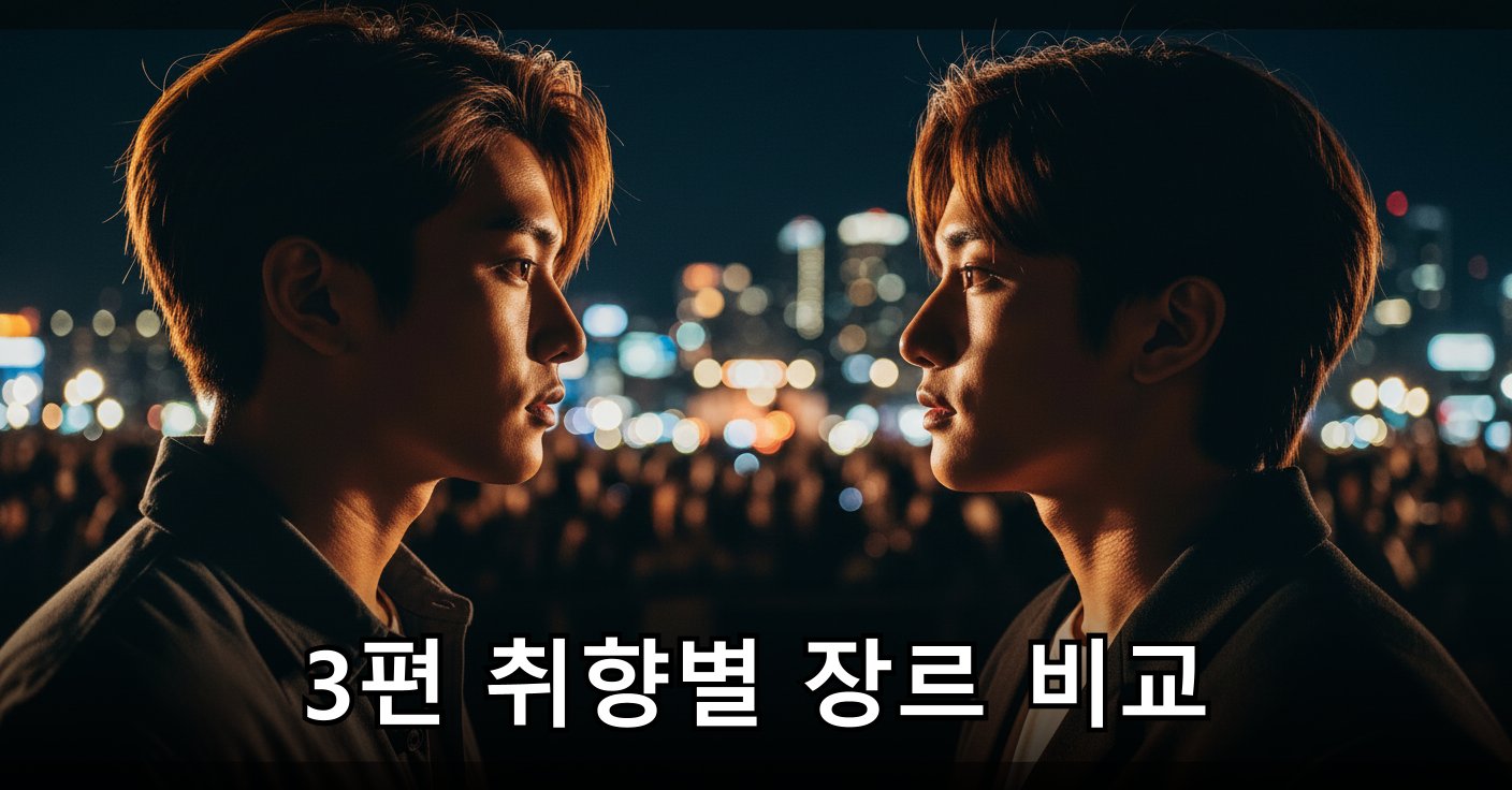 어둠 속에서 마주 보며 미묘한 표정을 짓는 두 사람