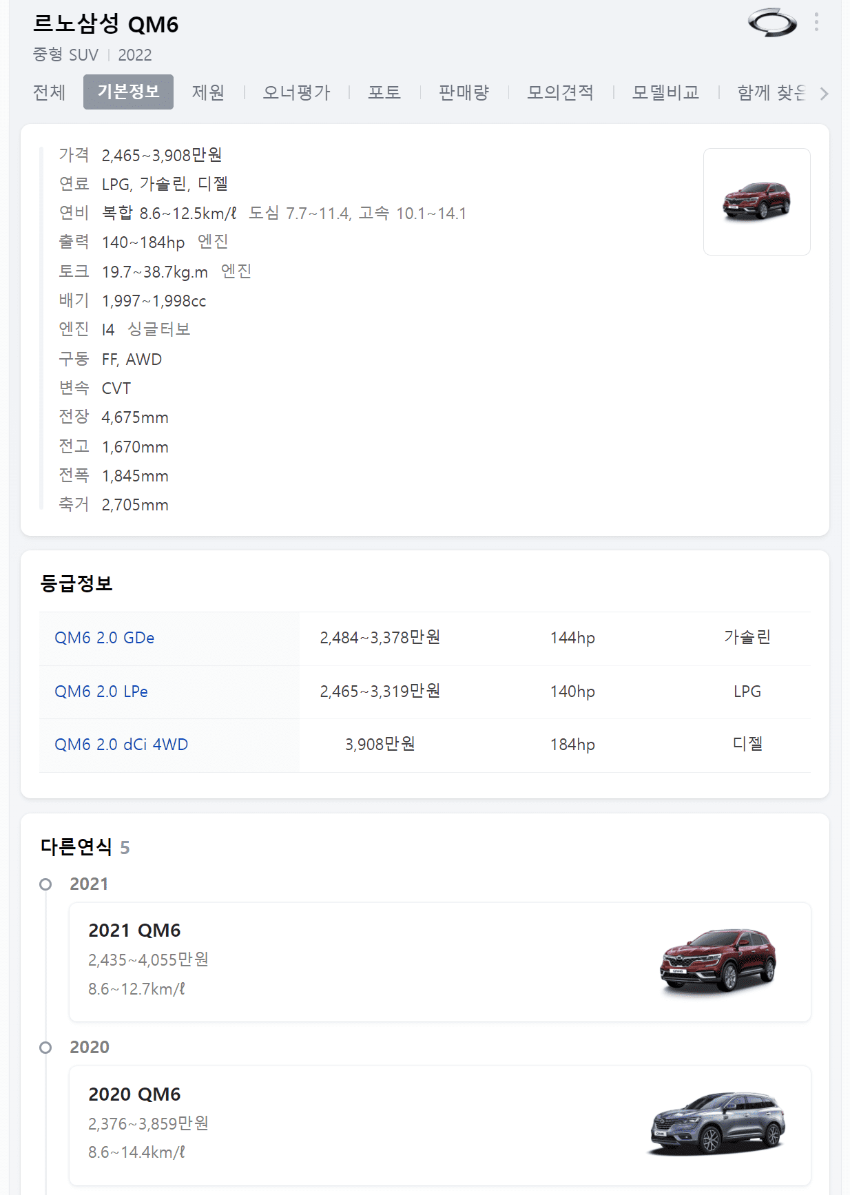 르노삼성-QM6-정보