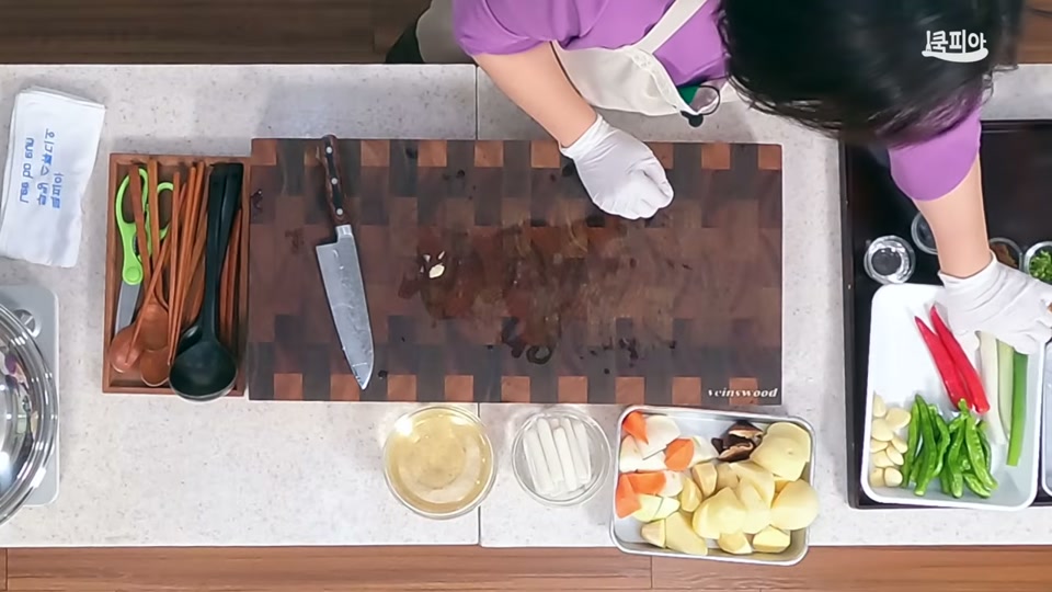 안동찜닭 재료 손질 후 모습(감자, 당근, 대파, 붉은 고추, 마늘)
