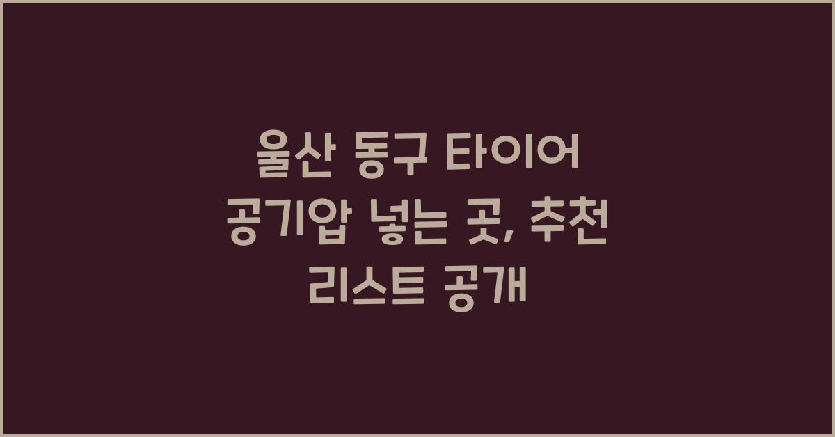 울산 동구 타이어 공기압 넣는 곳