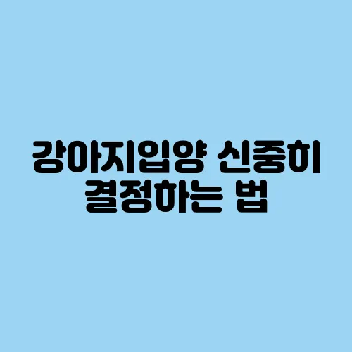 강아지입양 신중히 결정하는 법
