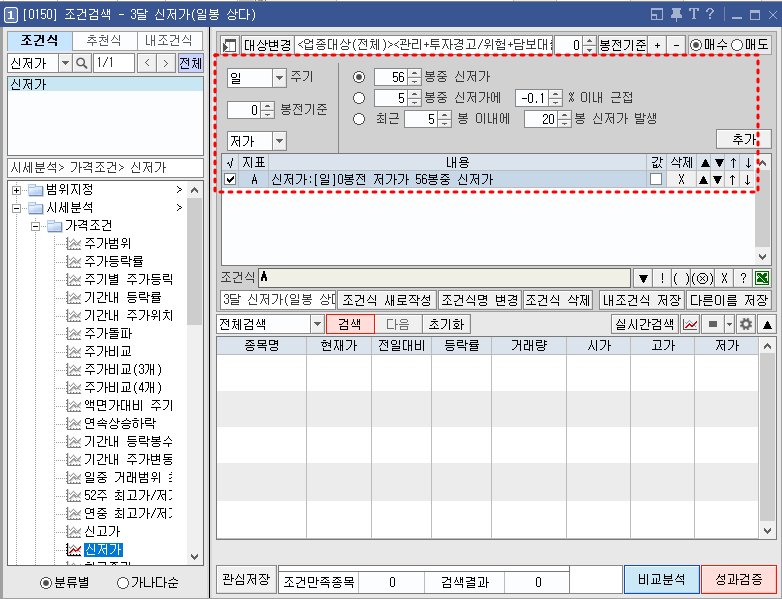 조건검색 세부조건 세팅