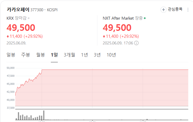 카카오페이 상한가…‘원화 스테이블코인’ 도입 기대감에 카카오그룹주 급등