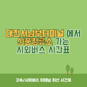 대전서남부터미널에서 신풍정류소 가는 시외버스 시간표 최신정보