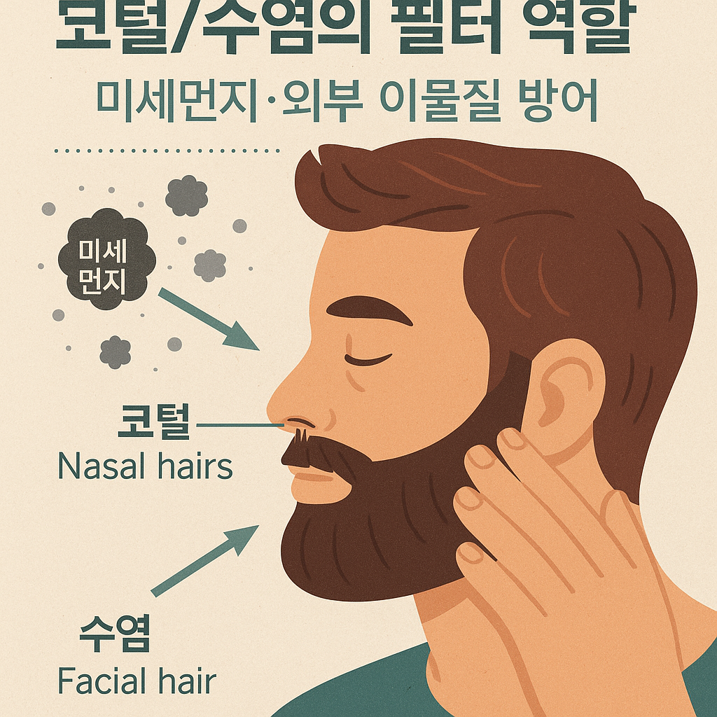 코털/수염의 필터 역할, 미세먼지&middot;외부 이물질 방어