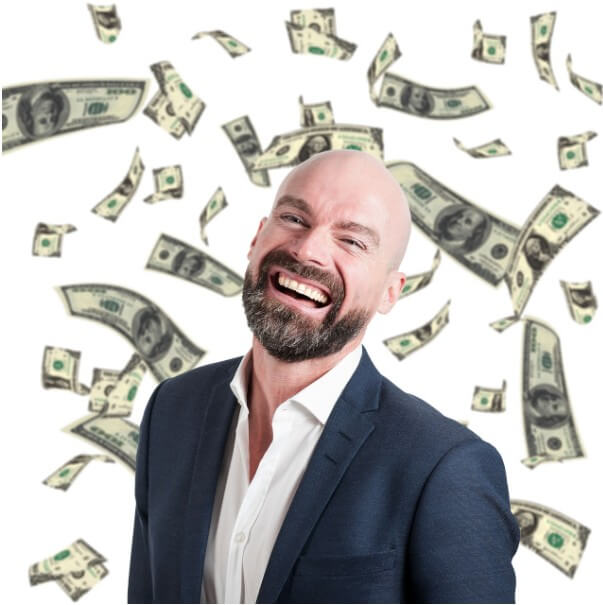 돈을 많이 벌어서 기분 좋은 사업가