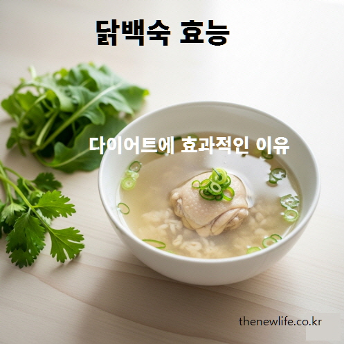 닭백숙은 고단백&middot;저지방으로 칼로리가 낮고 포만감을 오래 유지해 다이어트에 효과적인 한국 전통 음식