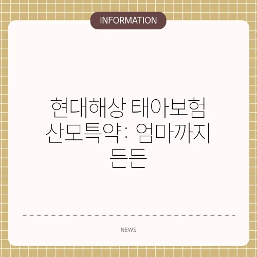 현대해상 태아보험 산모특약: 엄마까지 든든