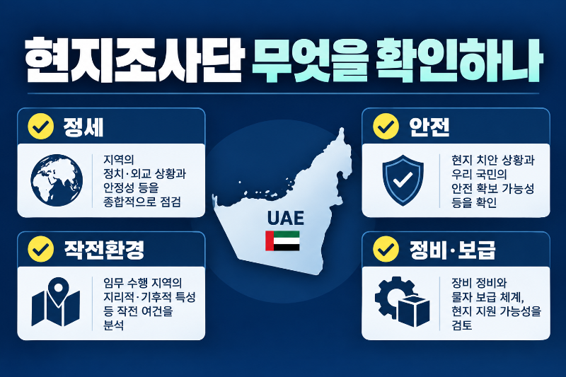 UAE 현지조사단이 확인하는 정세 안전 작전환경과 정비 보급 여건