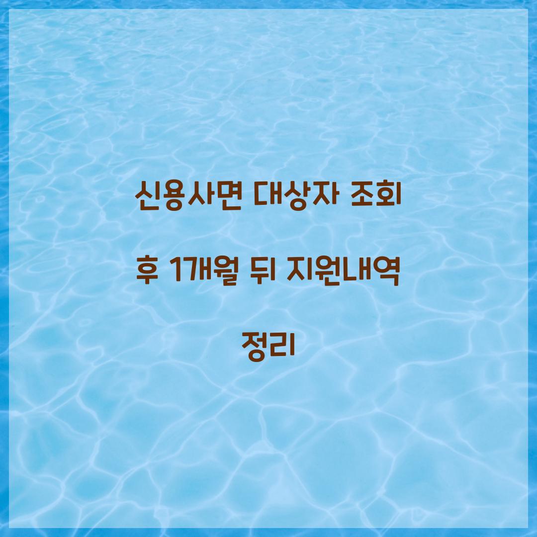 신용사면 대상자 조회 후 1개월 뒤 지원내역 정리