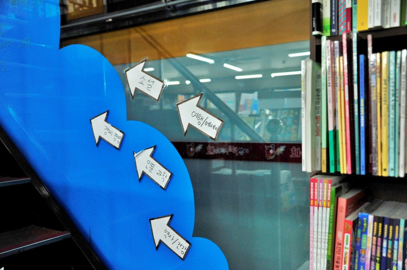 부산의 서점 화명서점 실내 복층 올라가는 길