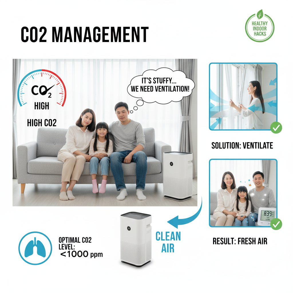 실내환기, 환기방법, 아침환기, 겨울환기, 실내공기질, CO2관리, VOC관리, 미세먼지환기, 가정환기, 공기청정기활용