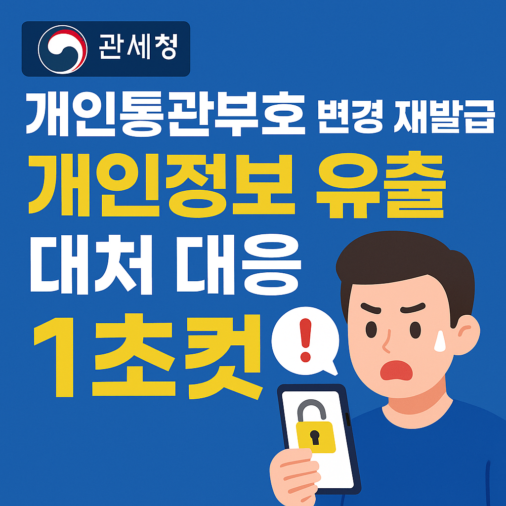 쿠팡 관세청 개인통관부호 변경 재발급 개인정보 유출 대처 대응 1초컷
