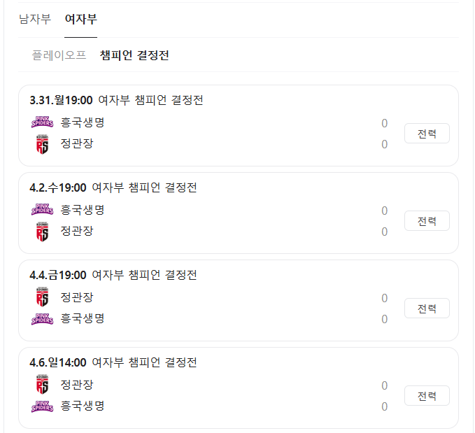 챔피언결정전 경기일정