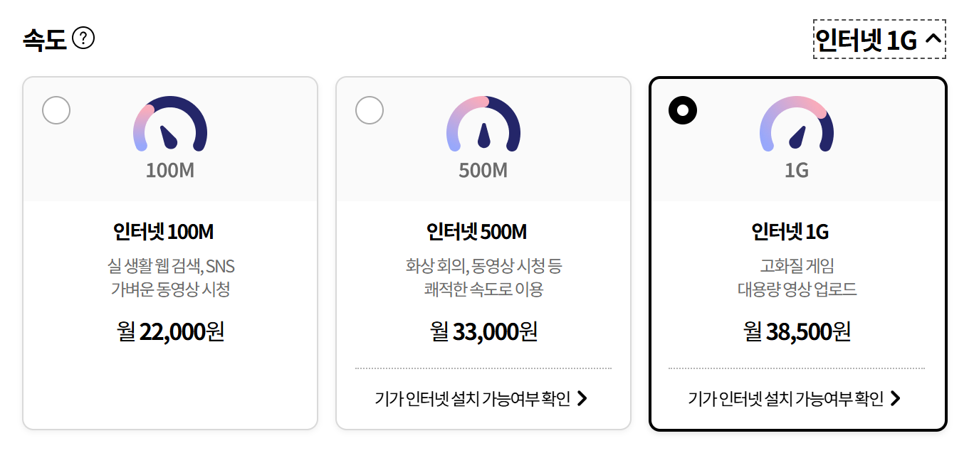 요고요금제 3가지 속도