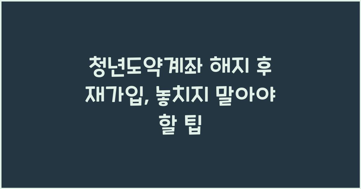 청년도약계좌 해지 후 재가입