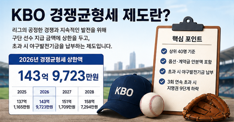 KBO 샐러리캡이란?｜2026 경쟁균형세 상한액&middot;계산법&middot;초과 시 제재 총정리