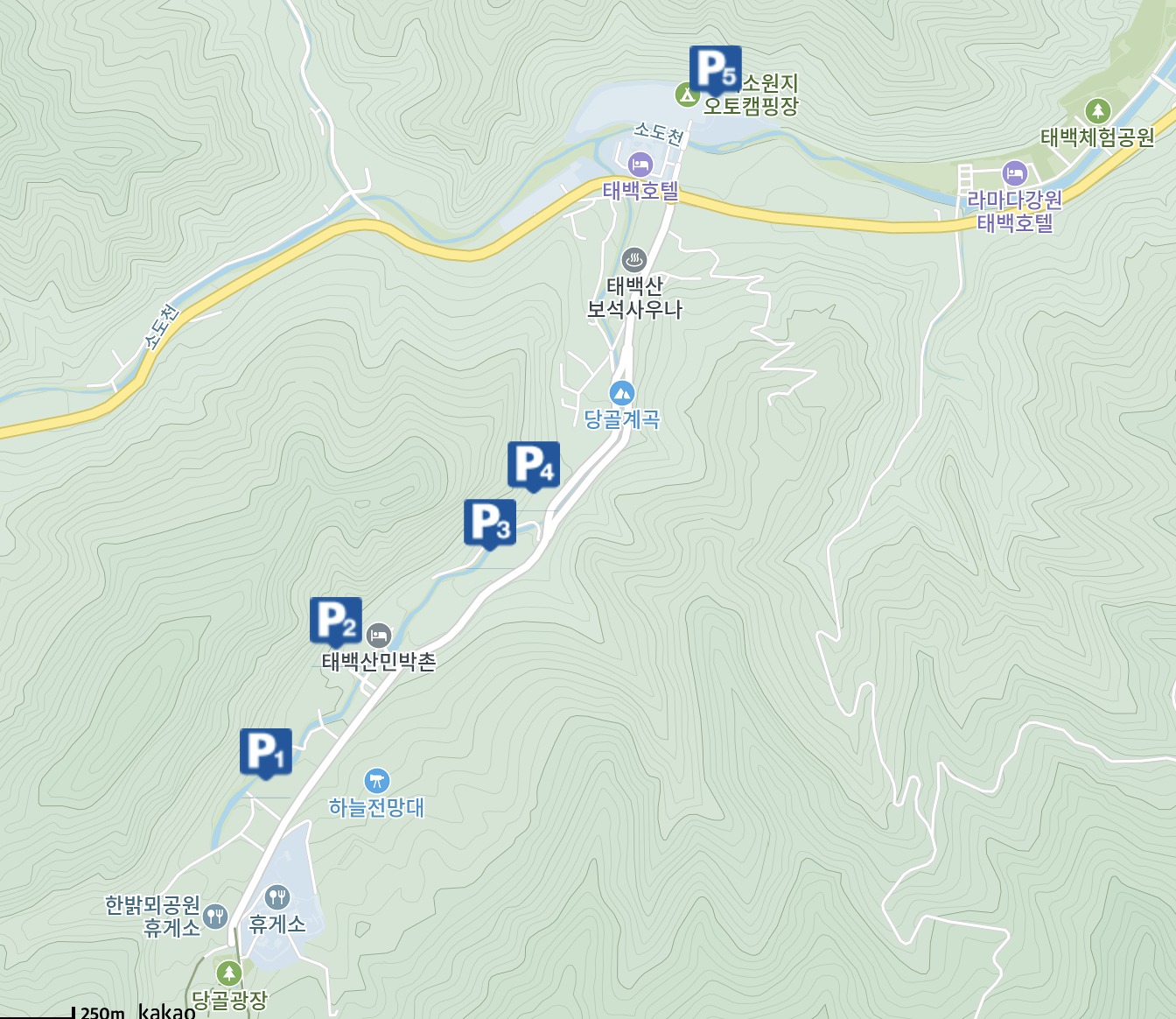 태백산 눈축제 주차장 안내