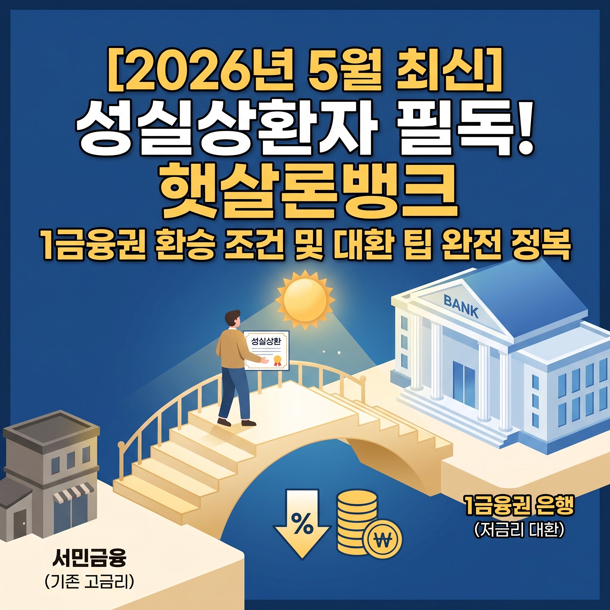 정책서민금융상품 성실상환자를 위한 1금융권 대환대출 징검다리 햇살론 뱅크 자격 요건 및 금리 한도 완벽 가이드