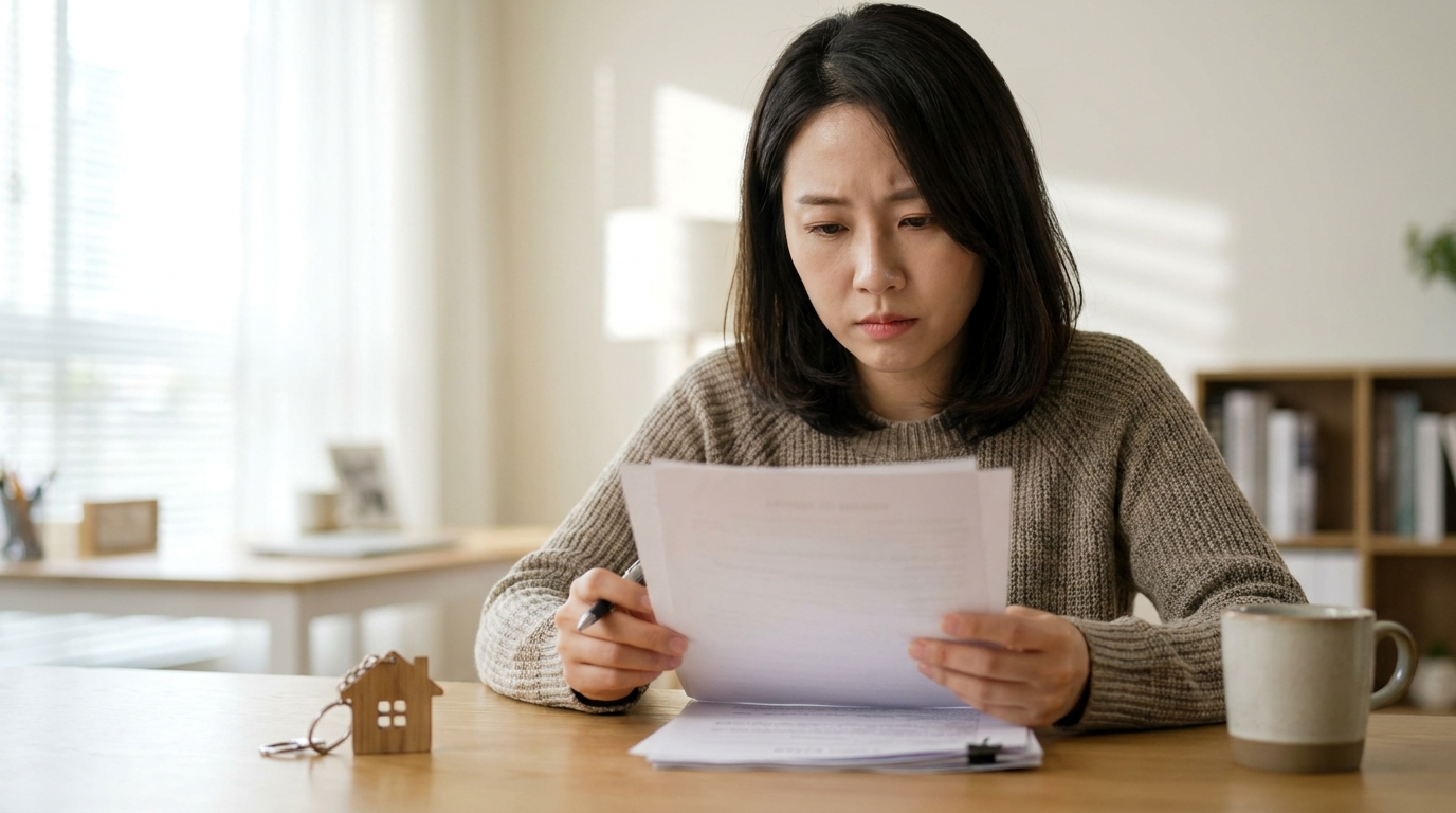 부동산 계약서를 검토하는 사람