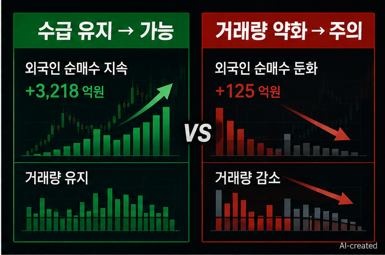 하이닉스 매도 시점에서 잘못된 추격 판단과 실제 수급 구조를 비교하는 이미지