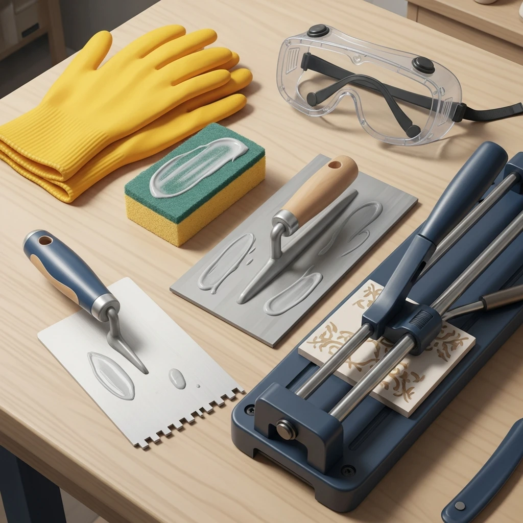 타일 접착 도구 준비