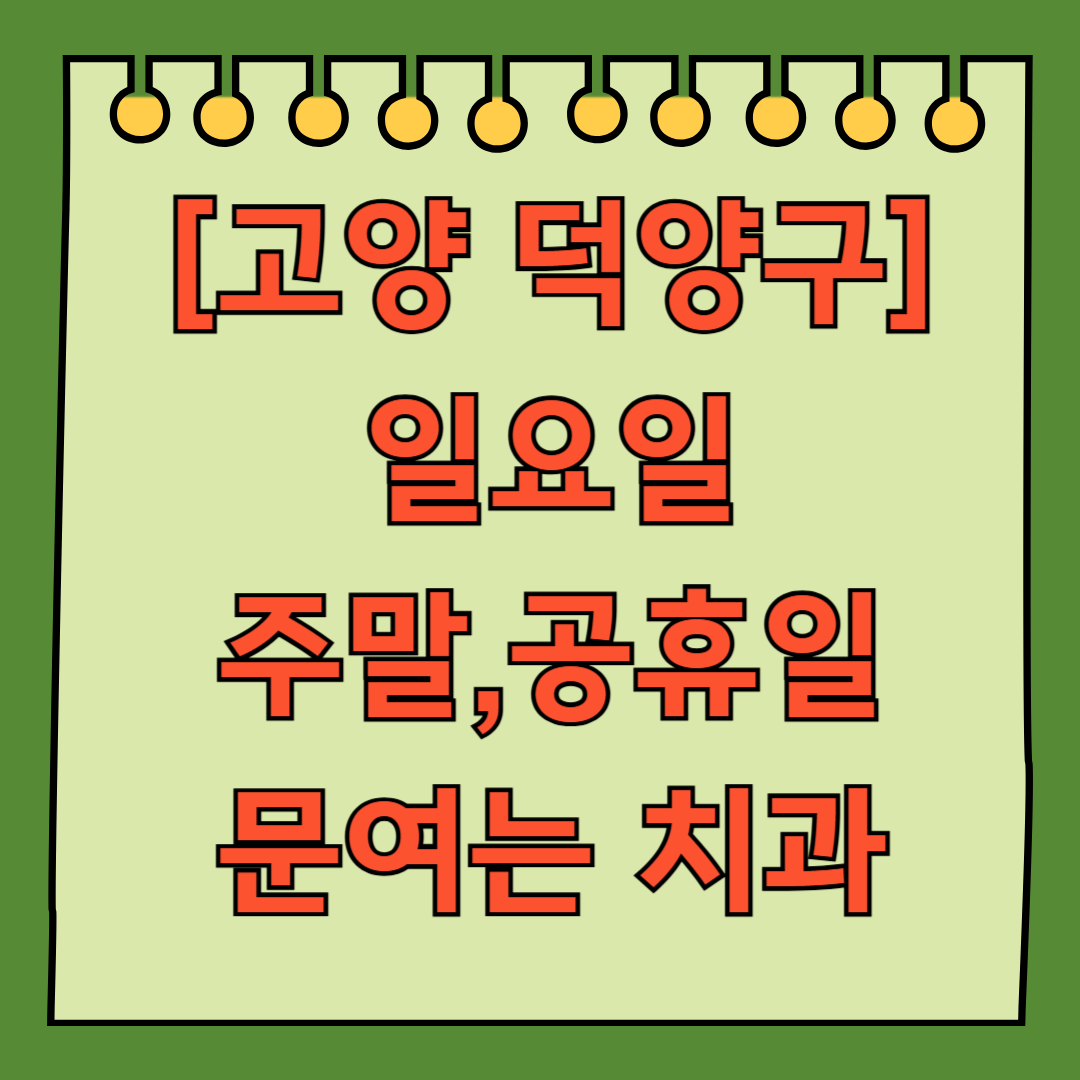 고양 덕양구 일요일 문 여는 치과 목록 ❘ 공휴일 주말 야간진료 ❘ 어린이치과