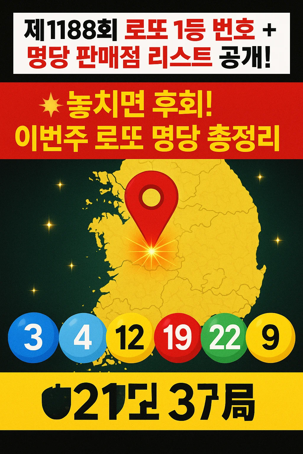 제1188회 로또 당첨 번호, 당첨 지역 판매점 리스트, 전국 로또 명당 총정리