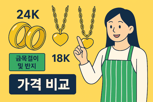 돌반지부터 18K 금반지까지! 가정용 금 시세 확인법 일러스트
