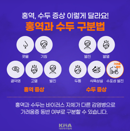 횽역과 수두 구분법