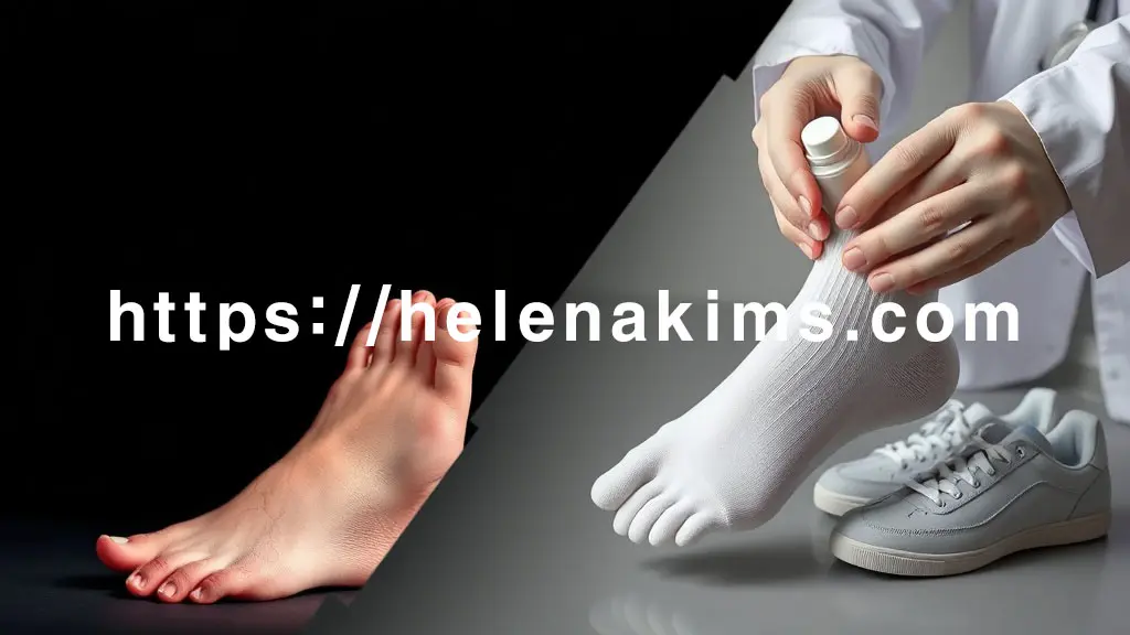 왼쪽 어두운 부분: 붉게 짓무르고 갈라진 발 무좀이 클로즈업된 발이 절망적으로 주저앉아 있는 듯한 모습.
오른쪽 밝은 부분: 깨끗하고 뽀송해진 발에 피부과 전문의의 숙련된 손길이 부드럽게 연고를 바르고 있거나, 또는 작고 투명한 항진균제 병, 깨끗한 면 양말, 그리고 통풍이 잘 되는 새 신발이 정갈하게 놓여있다.