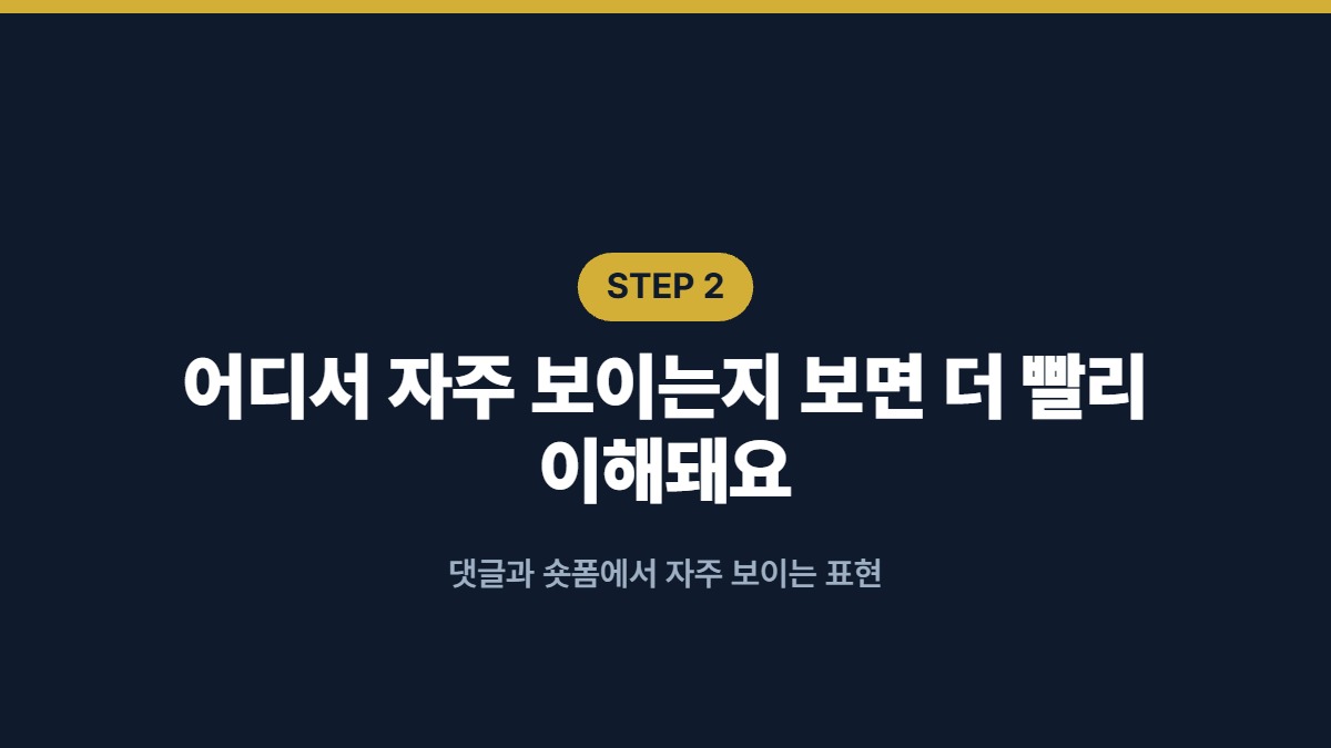 어디서 자주 보이는지 보면 더 빨리 이해돼요 — 댓글과 숏폼에서 자주 보이는 표현