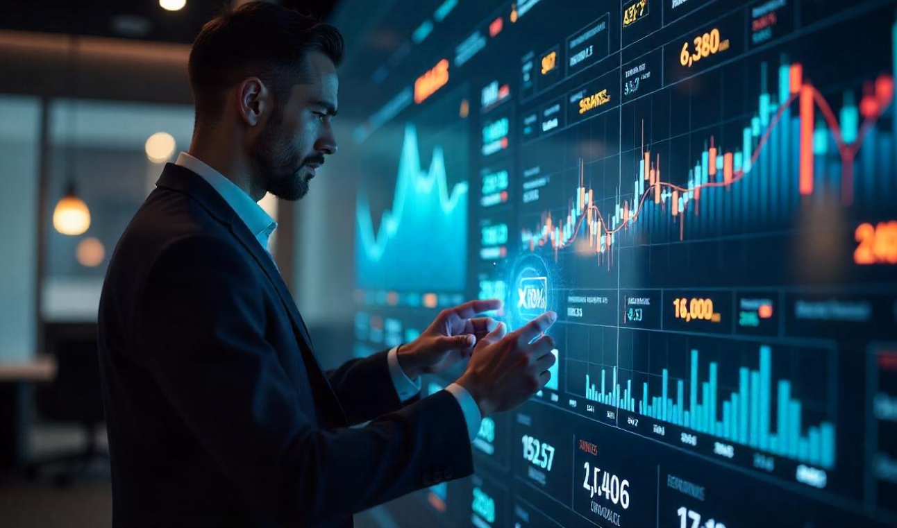 투명 터치 스크린을 통해 환율을 분석