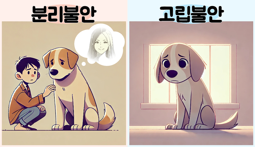 강아지 분리불안과 고립불안 차이점을 나타낸 이미지