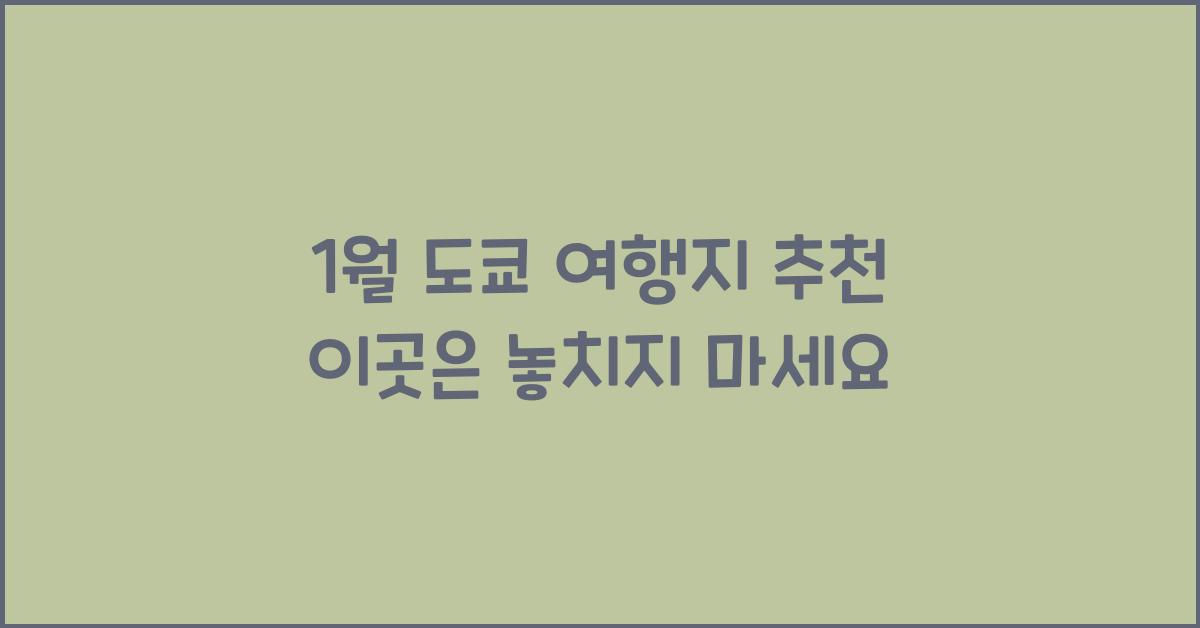 1월 도쿄 여행지 추천