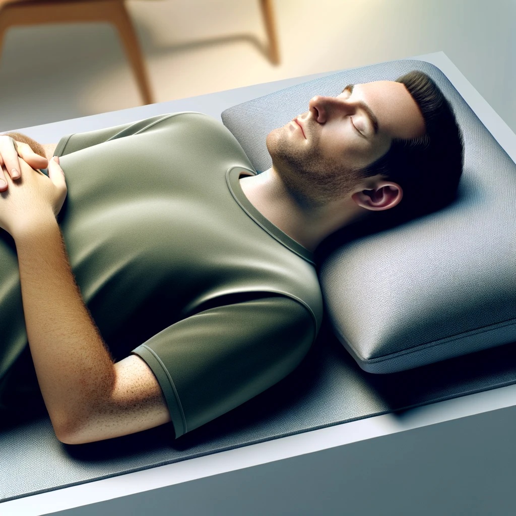 천장을 보고 자는 사람