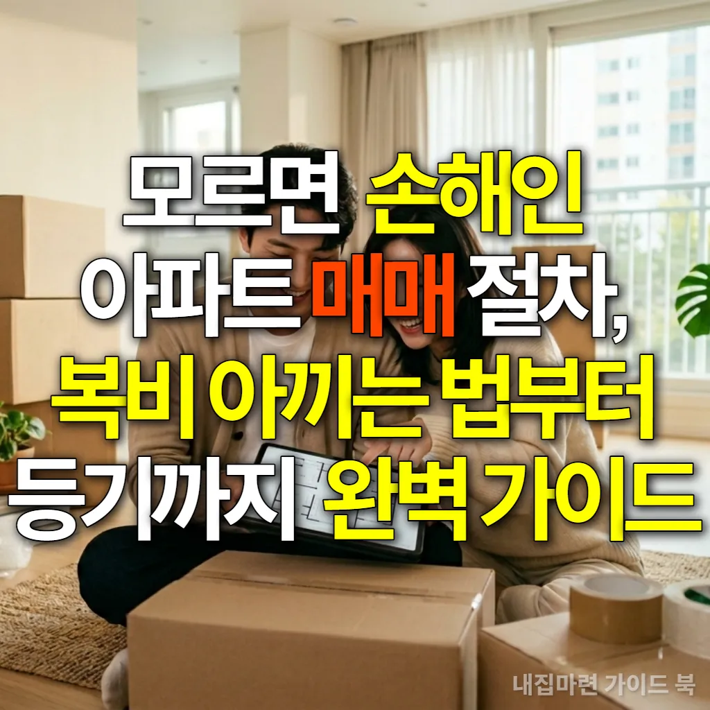 태블릿으로 아파트 도면을 보며 기뻐하는 젊은 한국인 부부