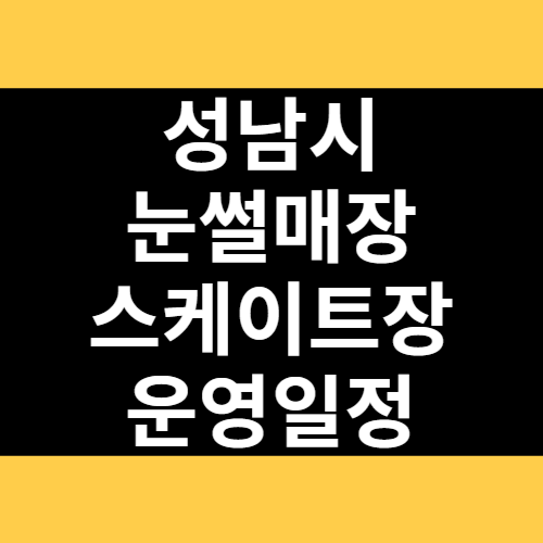성남시 눈썰매장 스케이트장 운영일정 썸네일